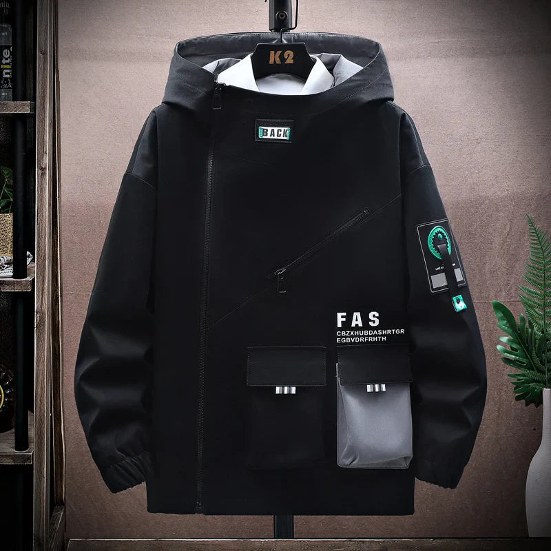 Heren Hooded Jacket – Relaxed Fit – Ritsluiting – Meerdere Zakken – Streetwear Style