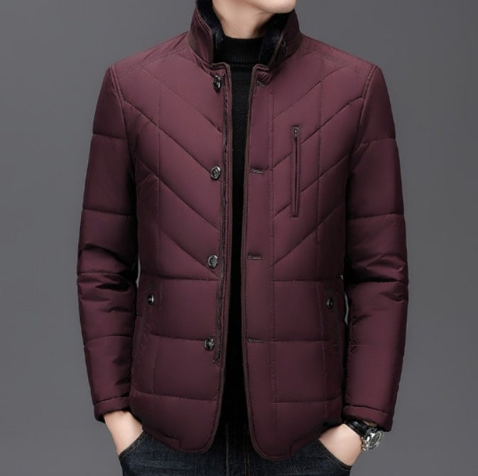 Herenjas – Tailored Fit – Gewatteerd Design – Opstaande Kraag – Knoopsluiting