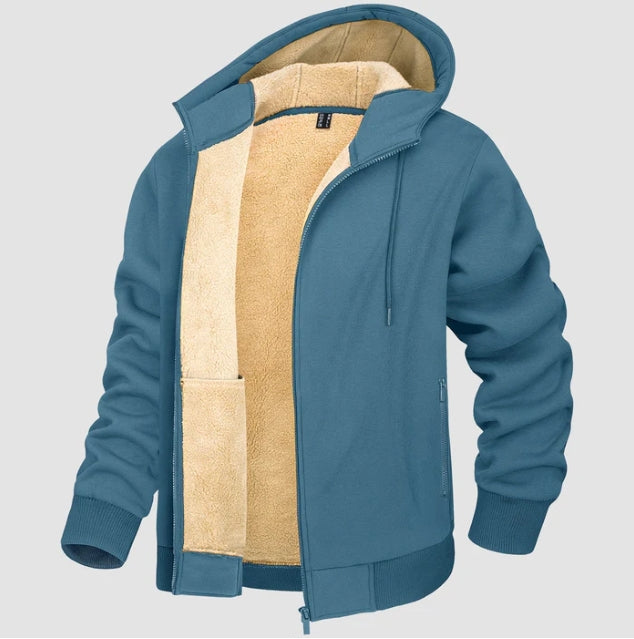 Heren Hoodiejack - Fleece - Relaxte Pasvorm - Capuchon - Ribboorden