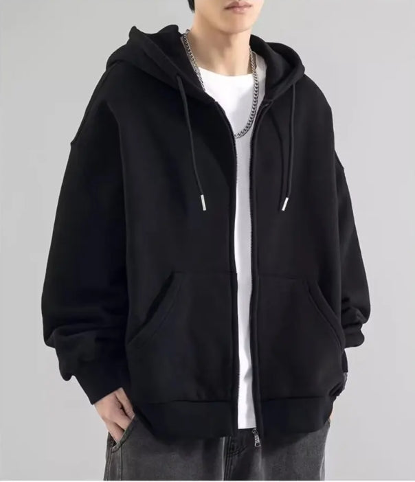 Herenhoodie – Losse Pasvorm – Zachte Katoen – Volledige Rits – Lange Mouwen