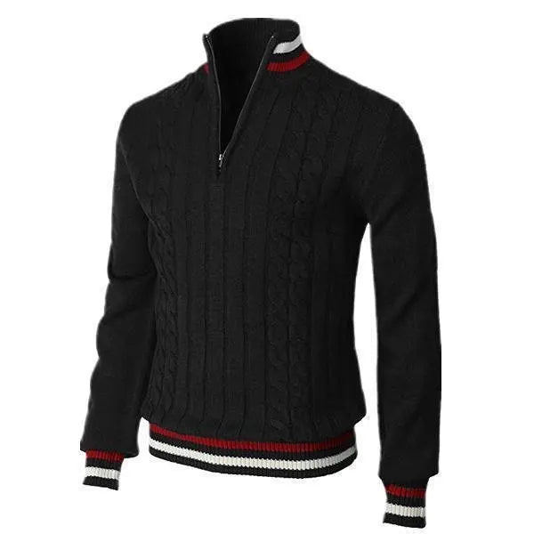 Heren Coltrui – Wol Gebreid – Slim Fit – Ritssluiting – Kabelpatroon – Geribd