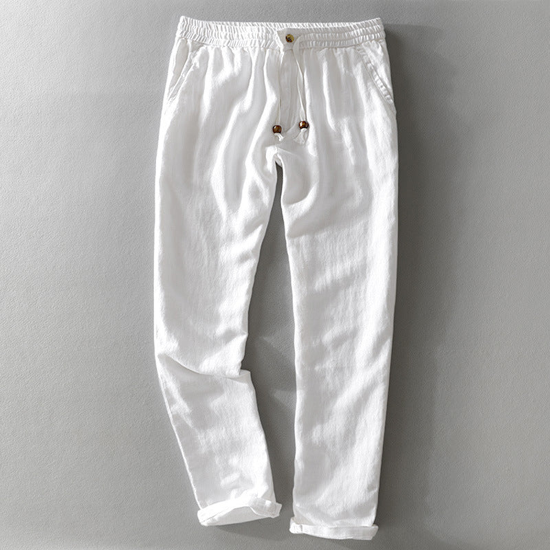 Heren Broek – Relaxte Pasvorm – Natuurlijke Stoffen – Elastische Taille met Koord