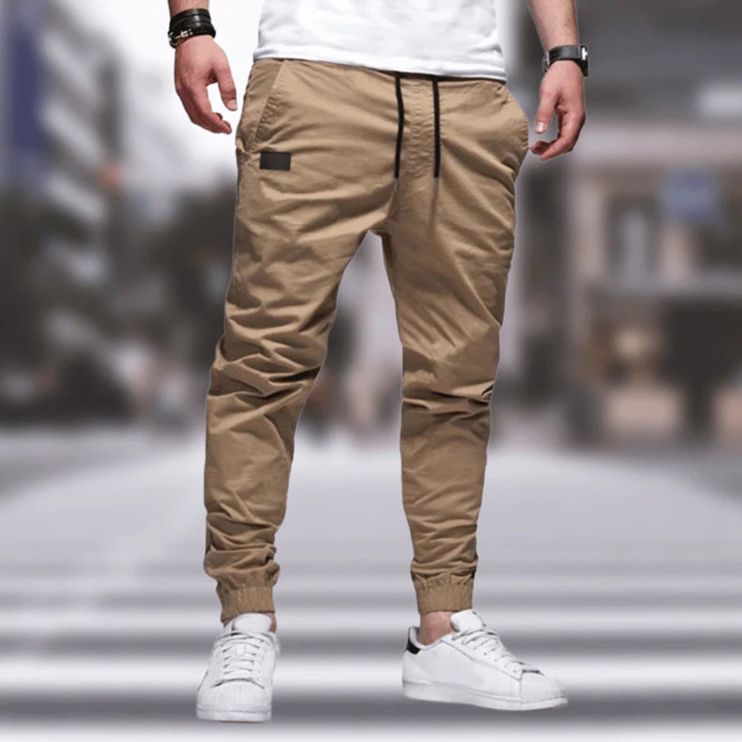 Heren cargo broek – Relaxed fit – Tapered leg – Katoenmix – Trekkoord tailleband