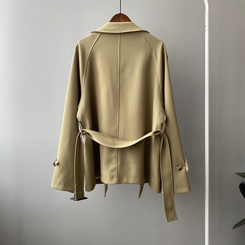 Dames Trenchcoat – Relaxed Fit – Lichtgewicht Ademend – Ceintuur – Dubbelrij knopen