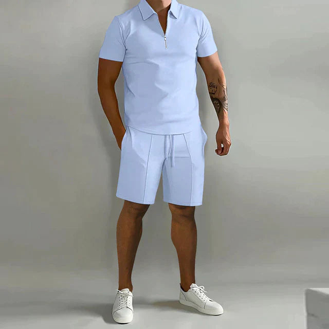Heren poloshirt – Klassieke pasvorm – Katoenmix – Korte mouw – Ritskraag casual