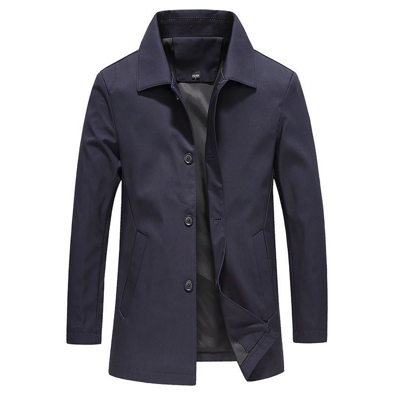 Heren trenchcoat – Getailleerd model – Katoenmix – Knoopsluiting – Klassieke kraag