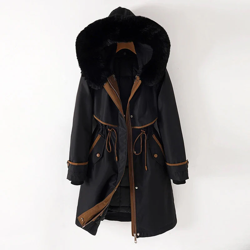 Dames Parka - Geweven Stof - Lange Mouw - Capuchon - Midlengte