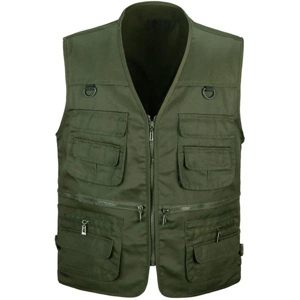 Heren Utility Bodywarmer – Regular Fit – Katoen – Meerdere Zakken – Ritssluiting