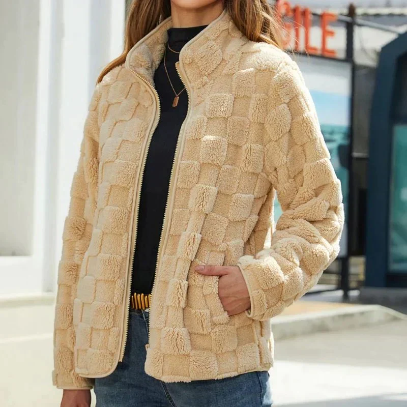Dames Jas - Fleece - Relaxte Pasvorm - Opstaande Kraag - Rits Voorzijde