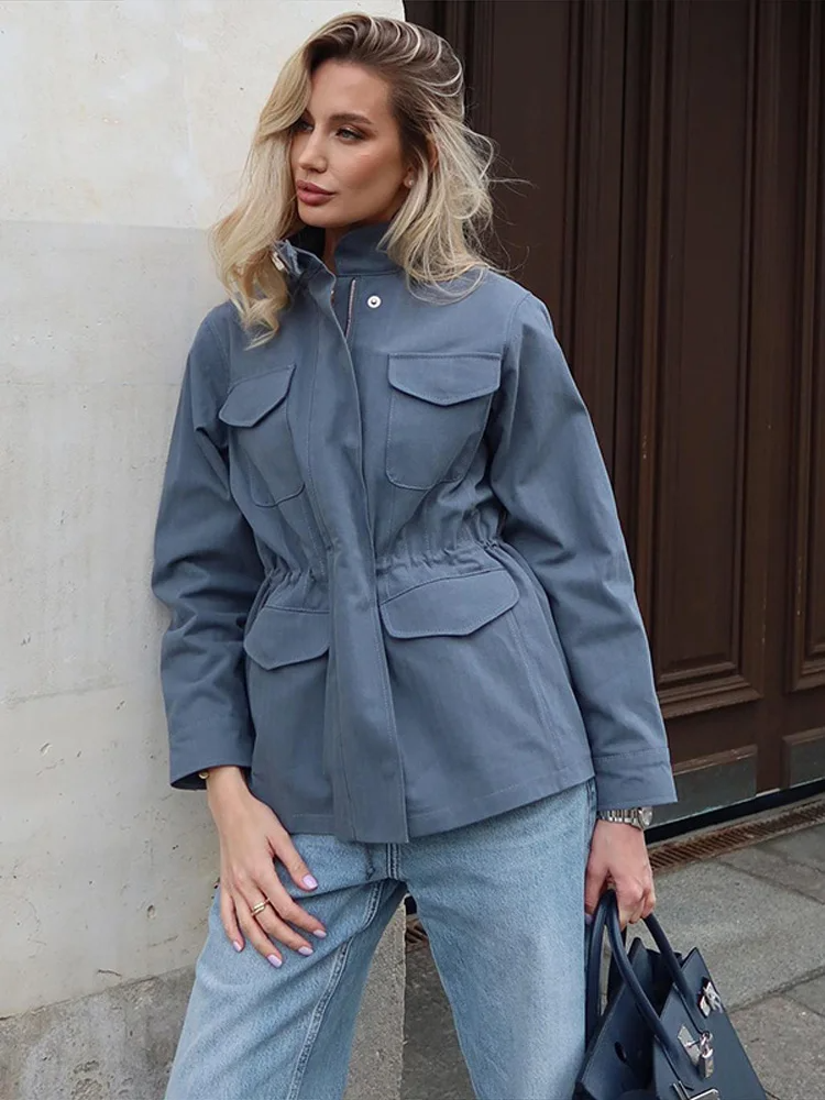 Damer Vindjacka – Lös Passform – Stående Krage – Dragkedja – Casual Outdoorstil