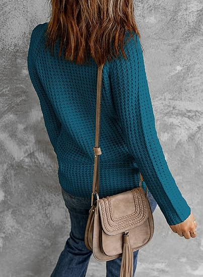 Dames Trui - Gebreid - Col Met Knopen - Asymmetrische Val - Lange Mouwen