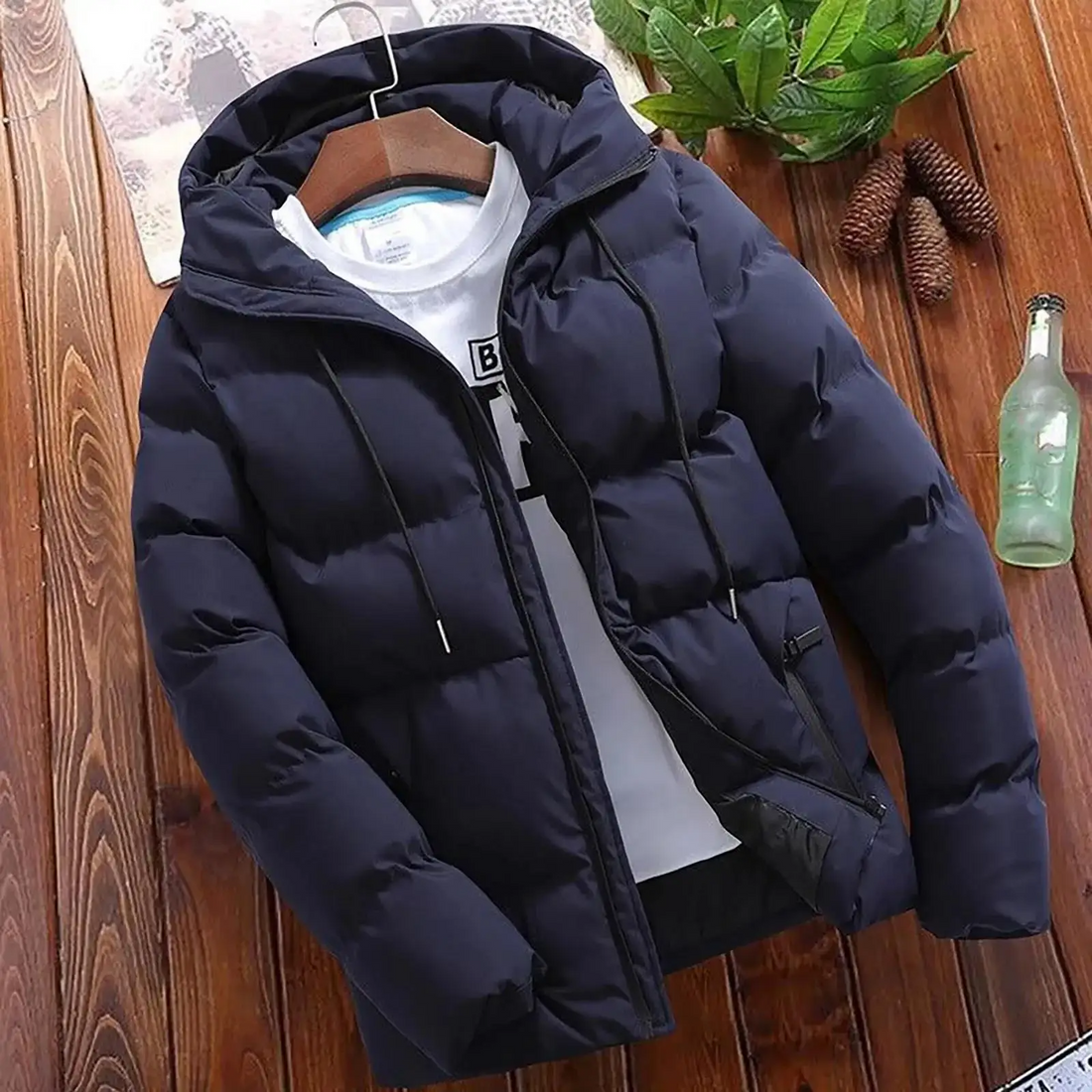 Herenparka jas – Gewatteerd – Regular fit – Capuchon – Rits – Casual buitenkleding