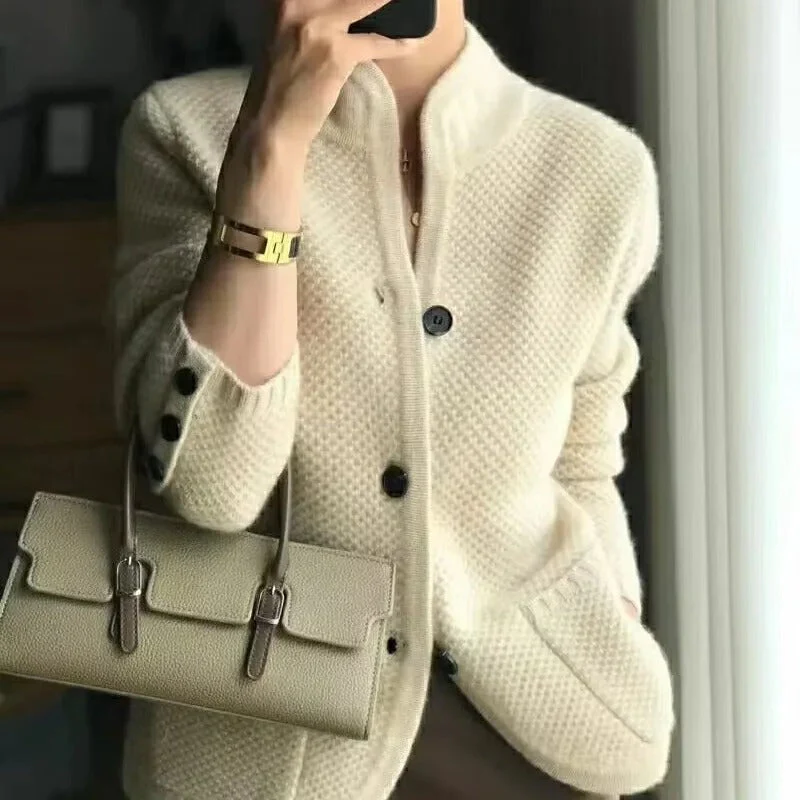 Dames Cardigan - Wolmix - Relaxte Pasvorm - V-hals - Heuplengte
