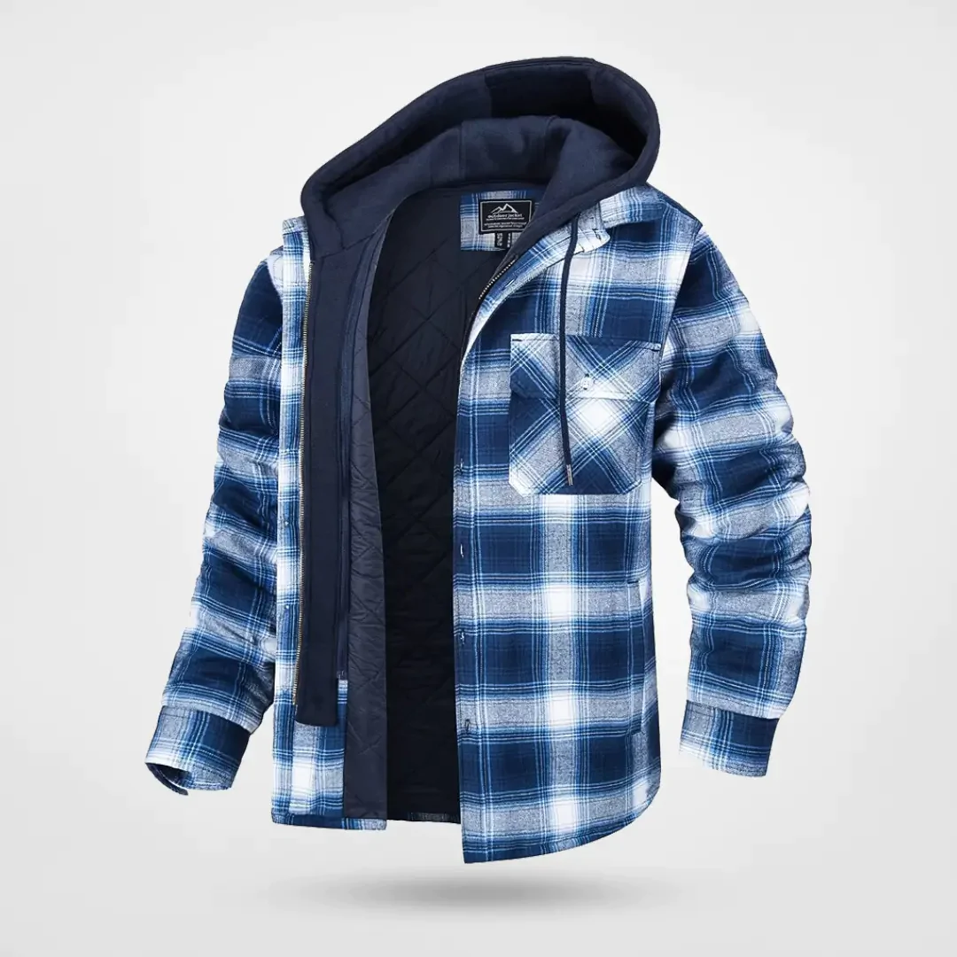 Heren Jas - Geweven Stof - Geruit - Capuchon - Relaxed Fit - Heuplengte
