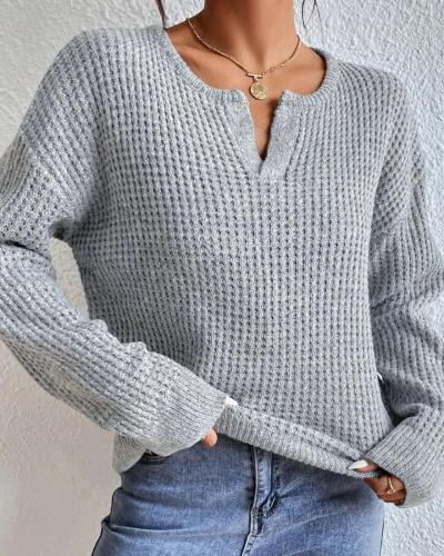 Dames V-hals Trui – Wolmix – Relaxed Fit – Cropped – Geribd Patroon