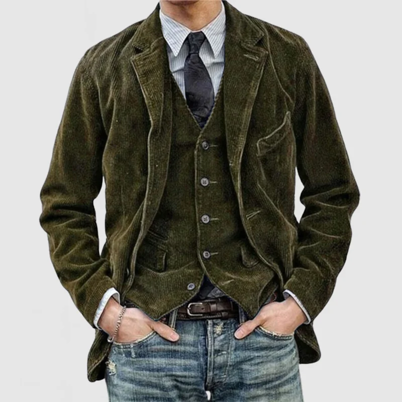Heren Tweedelig Set - Geweven Corduroy - Relaxte Pasvorm