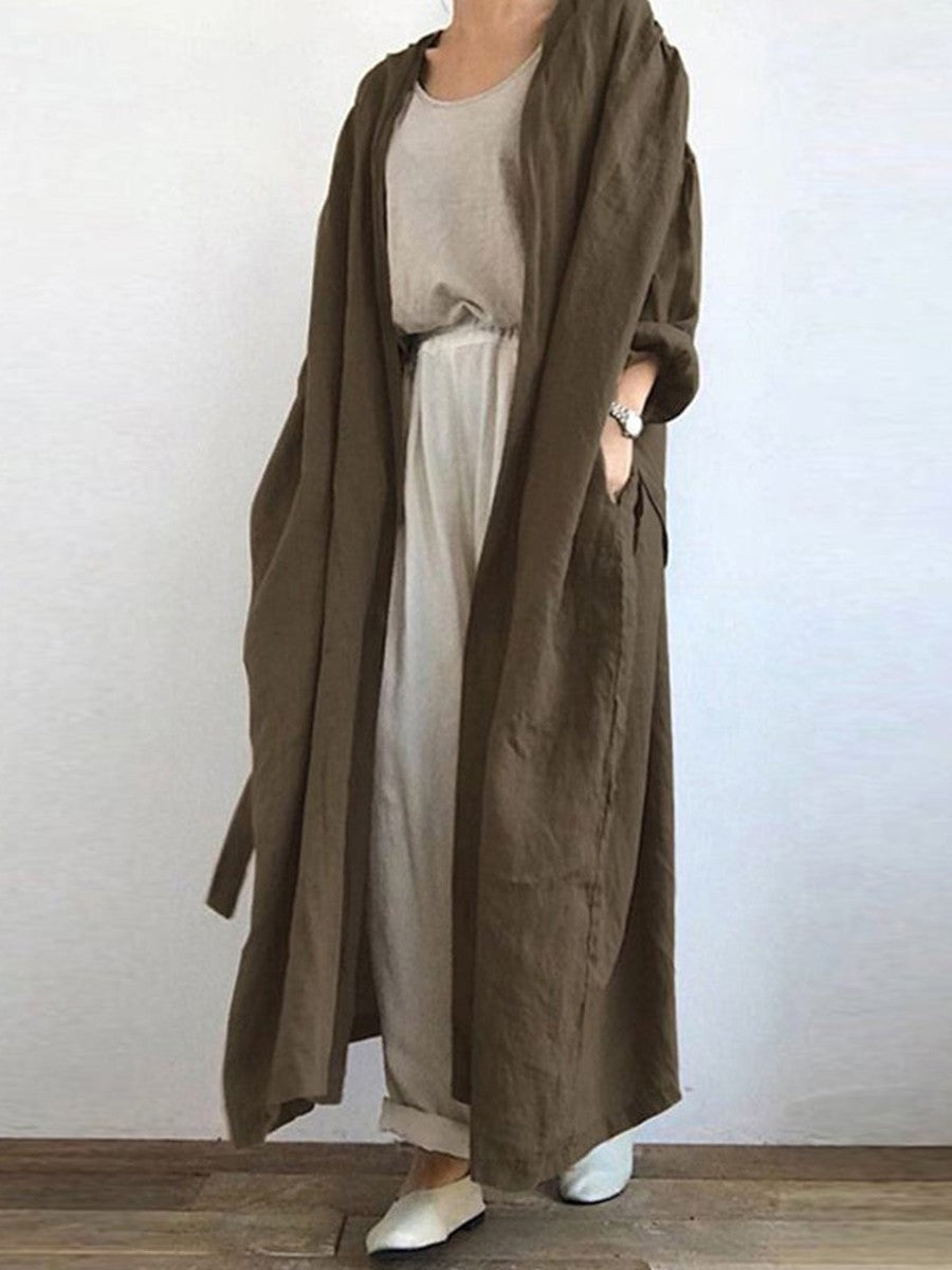 Dames Trenchcoat – Oversized Pasvorm – Ademend Materiaal – Open Front – Enkellang