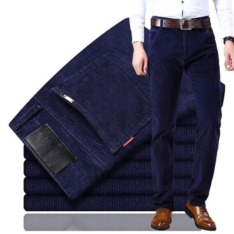 Heren Broek – Corduroy – Tailored Fit – Rechte Pijp – Volledige Lengte – Knoopsluiting