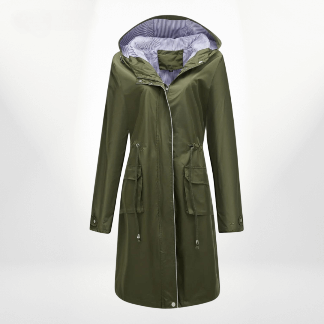Dames trenchcoat – Waterdicht – Verstelbare taille – Capuchon – Over de knie