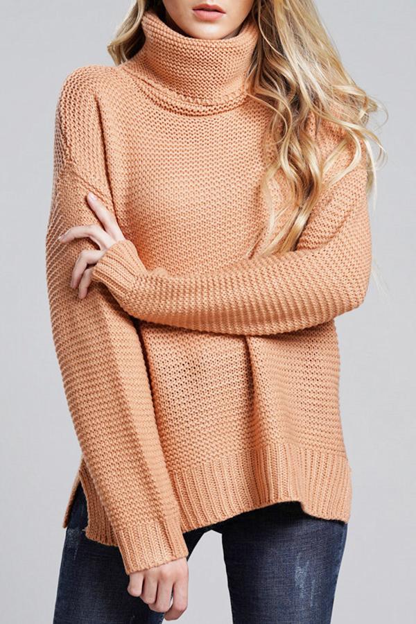 Dames Turtleneck Trui – Oversized Pasvorm – Chunky Knit – Ribboorden – Lange Mouwen