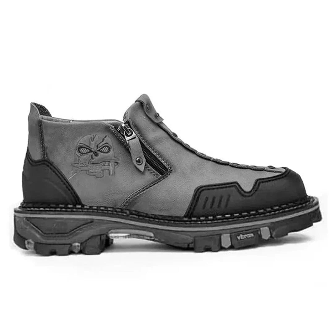 Heren Enkelboots – Gestructureerde Pasvorm – Ruwe Zool – Zijrits – Grafisch Detail