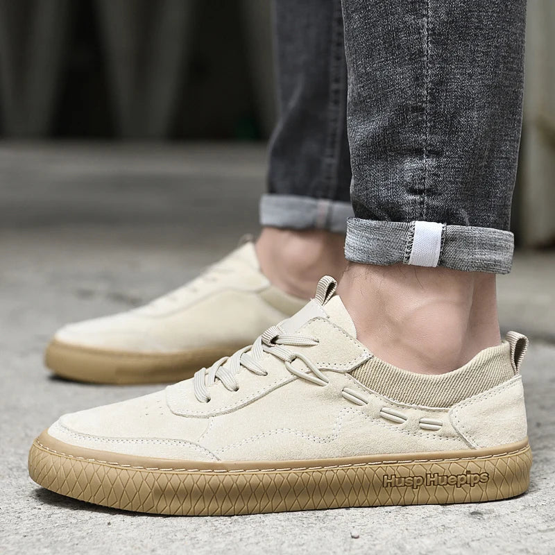 Heren Sneakers – Suède Look – Lage Snit – Vetersluiting – Casual Comfort