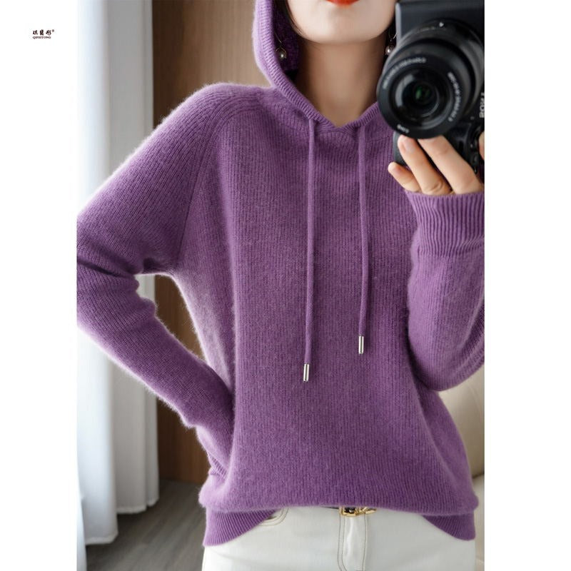 Dames Trui Met Capuchon - Fijne Ribstof - Relaxte Oversized Pasvorm - Verstelbare Capuchon