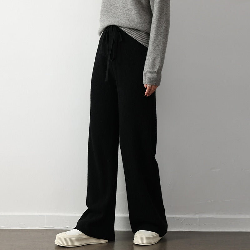 Dames Broek - Fijngebreide Stof - Relaxte Pasvorm - Elastische Taille