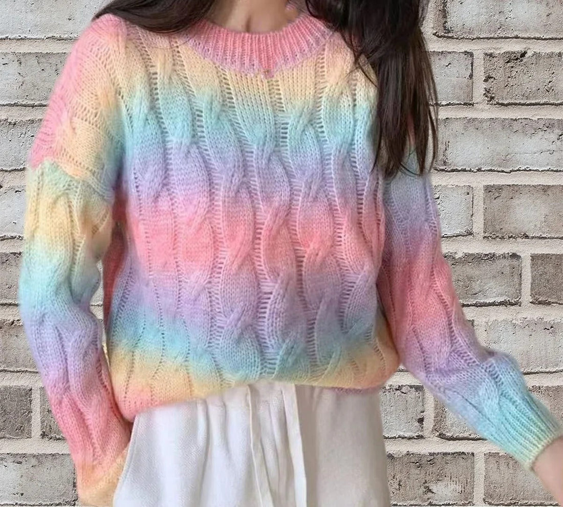 Dames Trui – Wolmix Kabelbreisel – Relaxte Pasvorm – Lange Mouwen – Casual Stijl