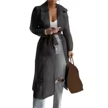 Dames trenchcoat – Luchtig en transparant – Relaxed fit – Ceintuur – Lange mouwen