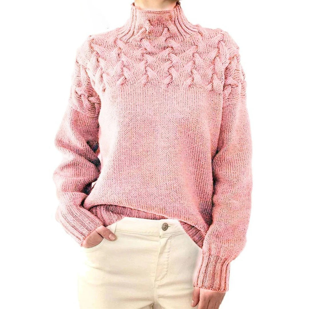 Dames Coltrui – Wolmix – Relaxed Fit – Chunky Kabelbreisel – Lange Mouwen