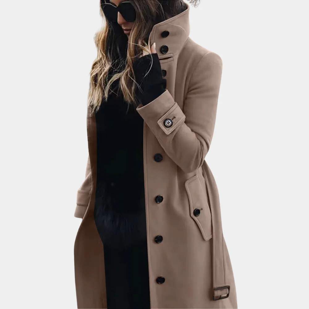 Dames Trenchcoat – Getailleerde Pasvorm – Lichtgewicht – Lange Model met Ceintuur