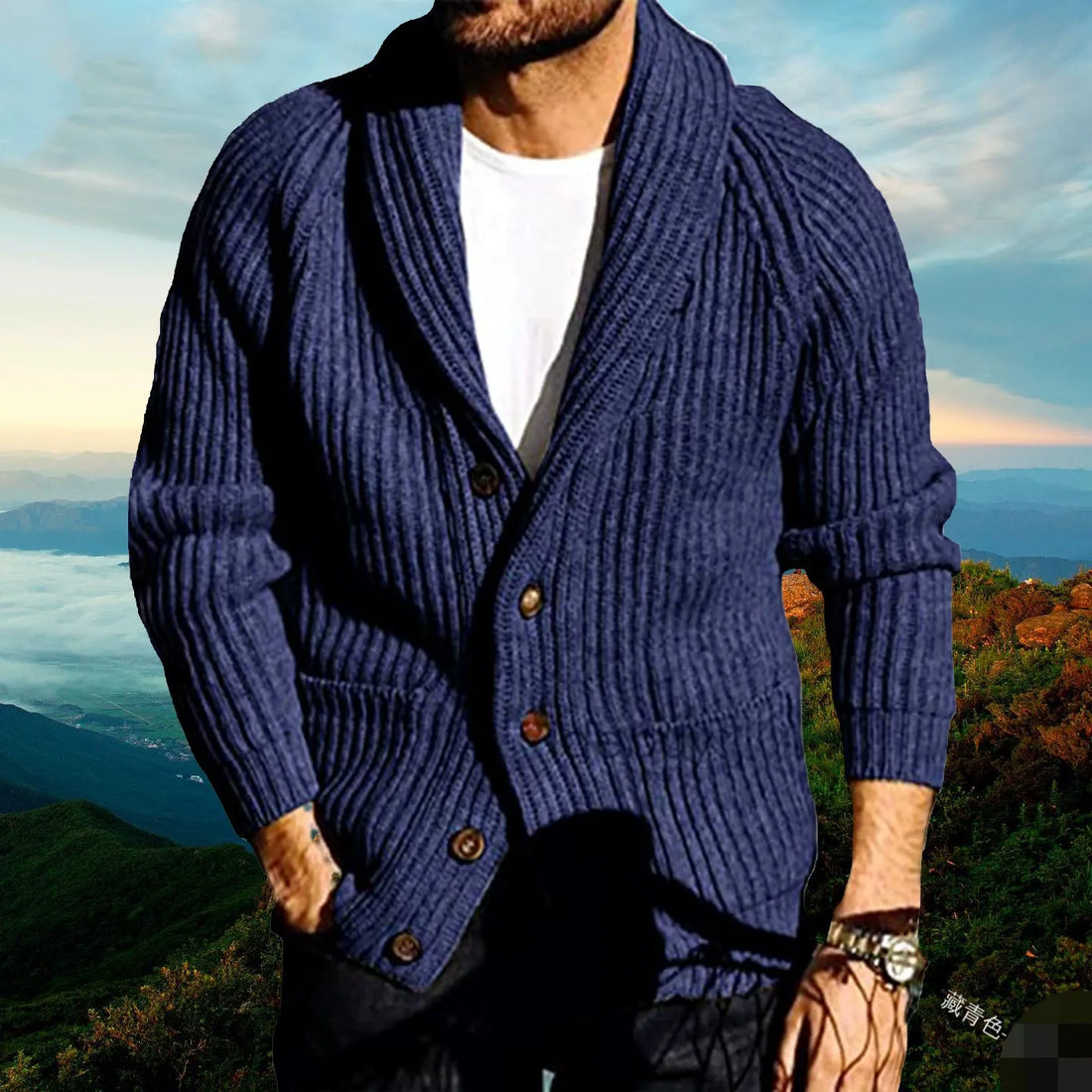 Heren Cardigan - Gebreid - Slim Fit - Shawlkraag