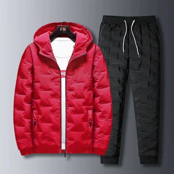 Heren Trainingspak – Gewatteerd – Regular Fit – Capuchon – Ritssluiting – Ribboorden
