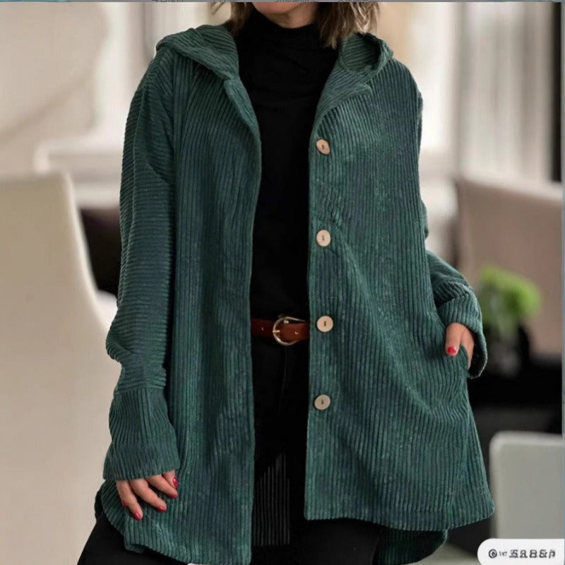 Dam Jacka – Manchester – Lös Passform – Med Huva – Halvlång – Knäppning