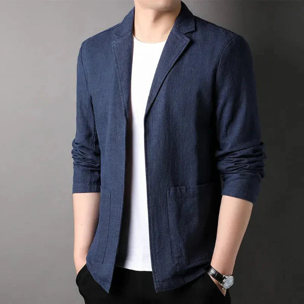 Heren Blazer – Tailored Fit – Linnenmix – Notch Revers – Smart Casual Stijl