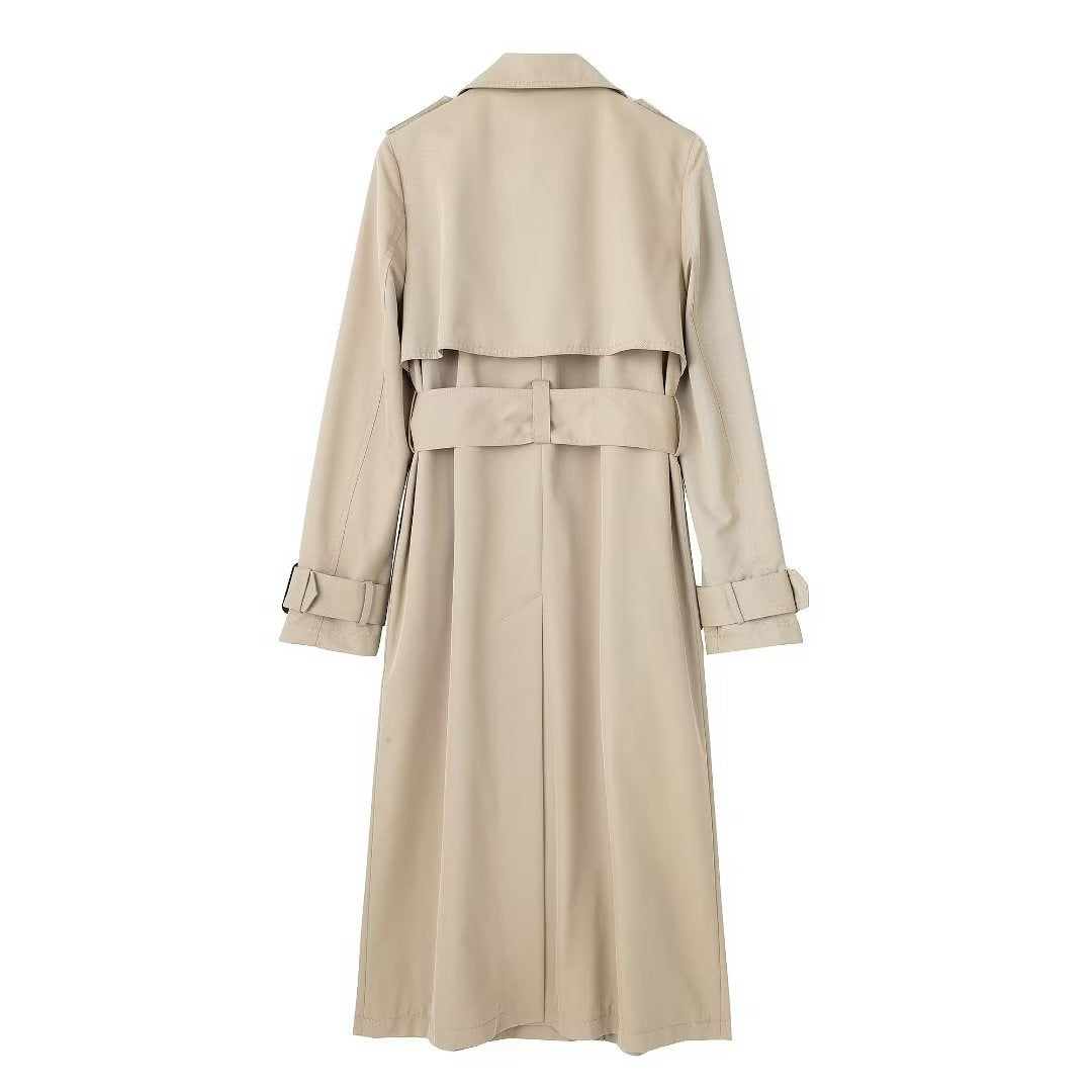 Dames trenchcoat – Slim fit – Katoen – Dubbelrijig – Ceintuur – Lange mouw