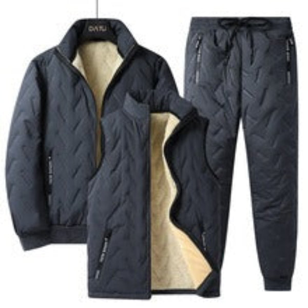 Heren Driestuks Outfit – Katoen Gevoerd – Wolvoering – Hoge Kraag – Casual Pasvorm