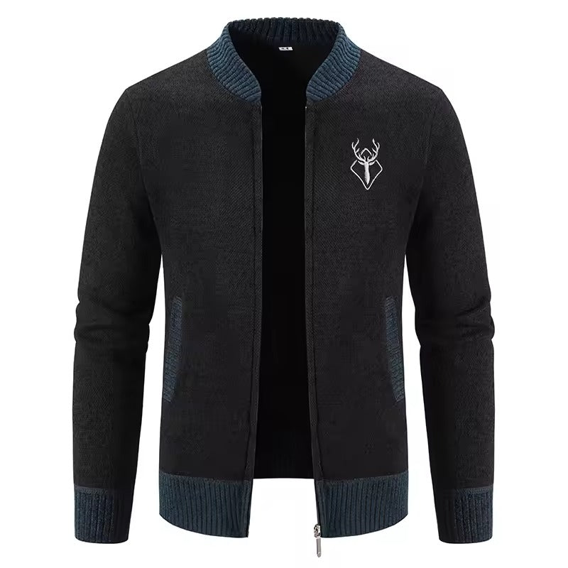 Heren Gebreide Sweatshirt – Wolmix – Rits Vooraan – Ribboorden – Casual Pasvorm