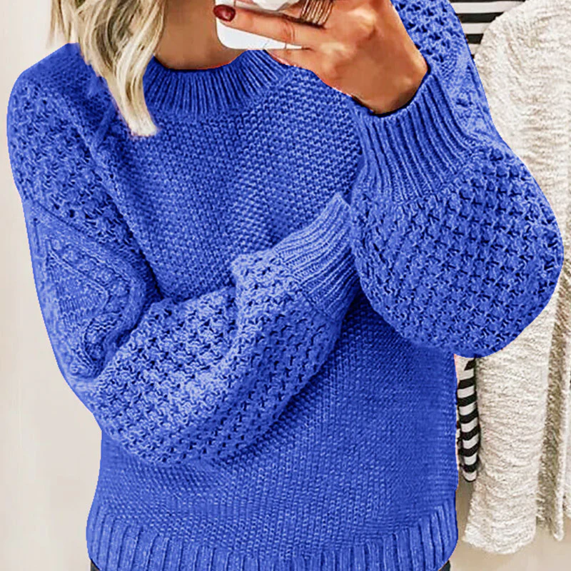 Dames Trui – Oversized Pasvorm – Wolmix – Kabelgebreid – Geribde Boorden
