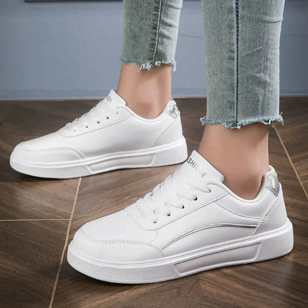 Dames Sneakers - Kunstleer - Lage Sneaker Met Vetersluiting - Platformzool