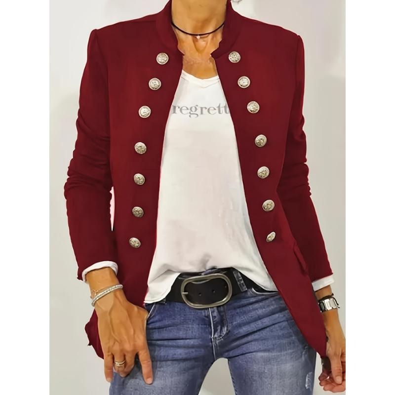 Dames Blazer - Geweven Stof - Slim Fit - Staande Kraag