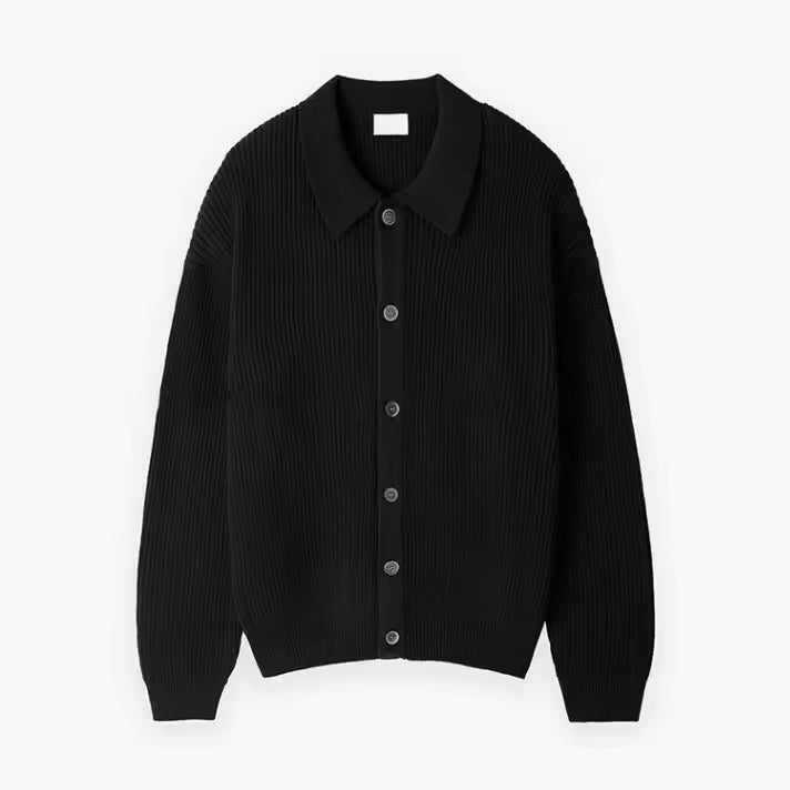 Heren vest – Oversized pasvorm – Gebreid wolmengsel – Ribstructuur met knoopsluiting