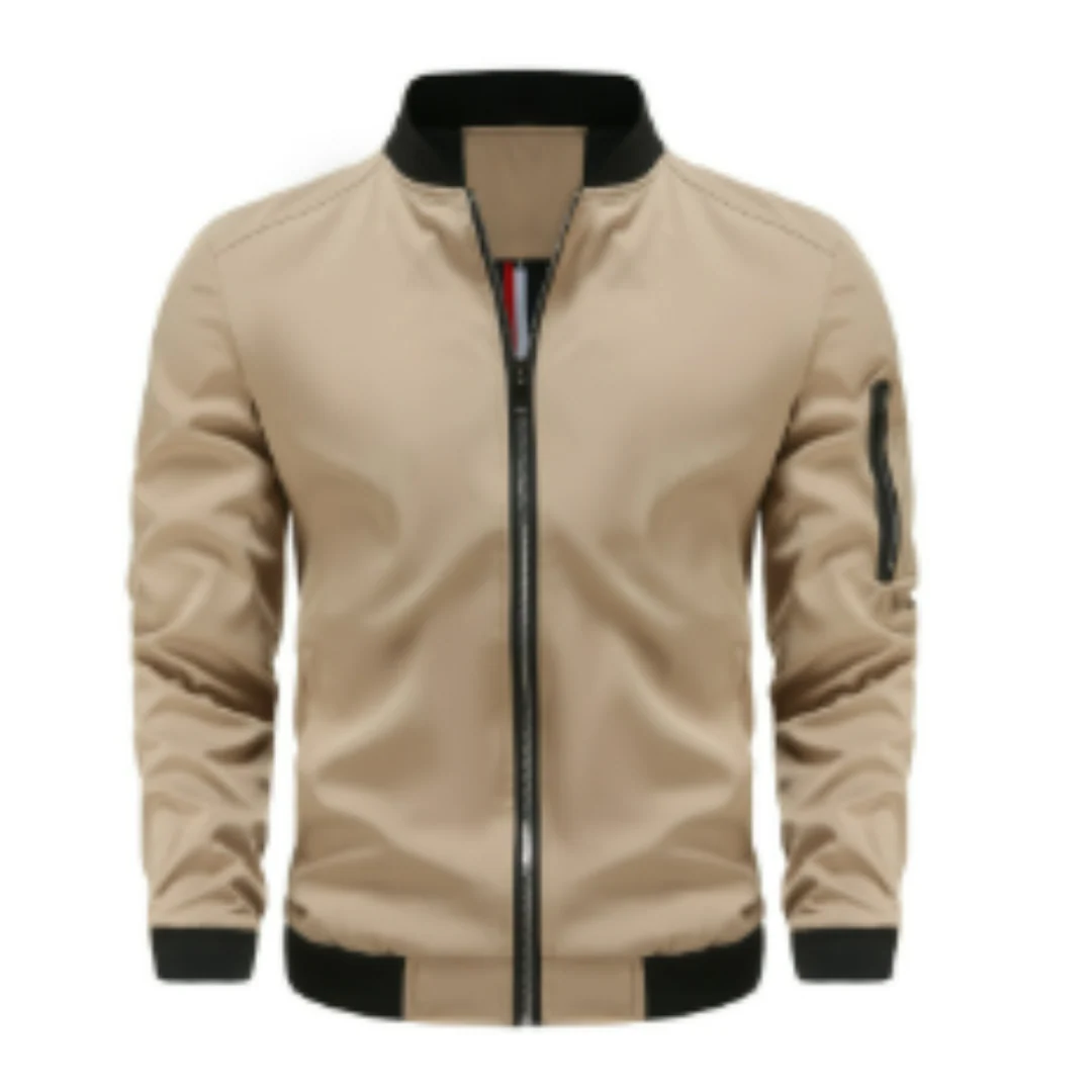 Heren bomberjack – Regular fit – Gladde stof – Ritssluiting – Mouwzak – Ribboord