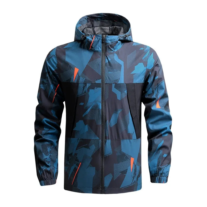 Heren Jas - Geweven Stof - Regular Fit - Capuchon - Geometrisch Camouflagepatroon