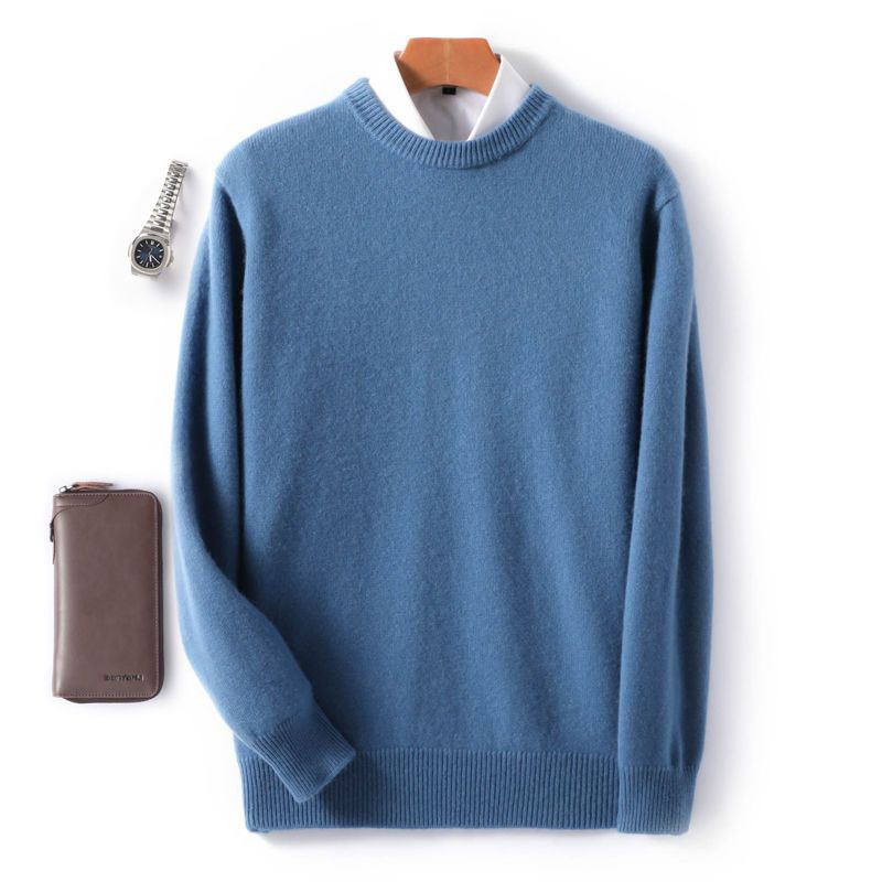 Heren sweatshirt – Wol zacht aanvoelend – Relaxed fit – Geribbelde hals – Minimalistisch design
