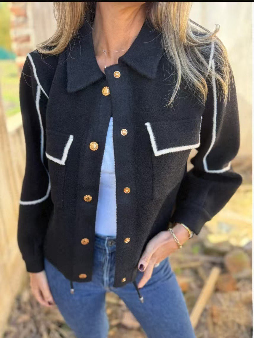 Dames Blazer – Getailleerde Pasvorm – Wolstructuur – Contraststiksels – Flapzakken