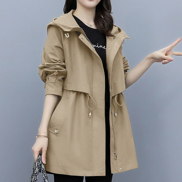 Dames Trenchcoat – Relaxed Fit – Met Capuchon – Verstelbare Taille – Lichte Katoen