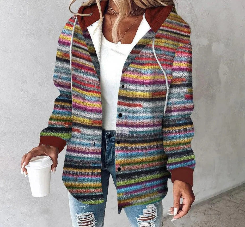 Dames Cardigan - Gebreid - Relaxed Oversized Fit - Mid-lengte - Capuchon Met Sherpavoering