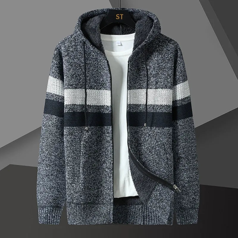 Heren Hoodie – Relaxed Fit – Gebreide Stof – Ritsluiting – Casual Laagjeslook